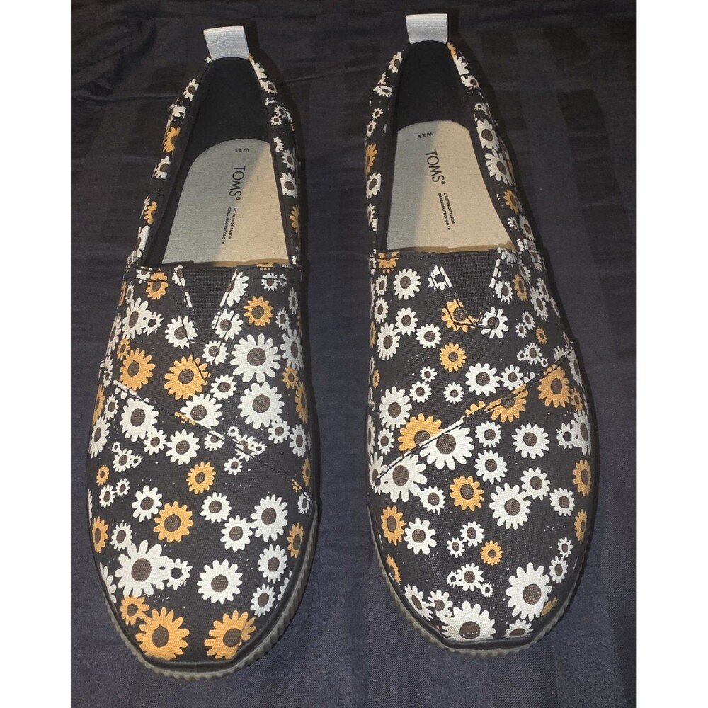 TOMS Womens Stay Wild Alpargata Platform Shoes Floral Daisy Sunflower Size 11